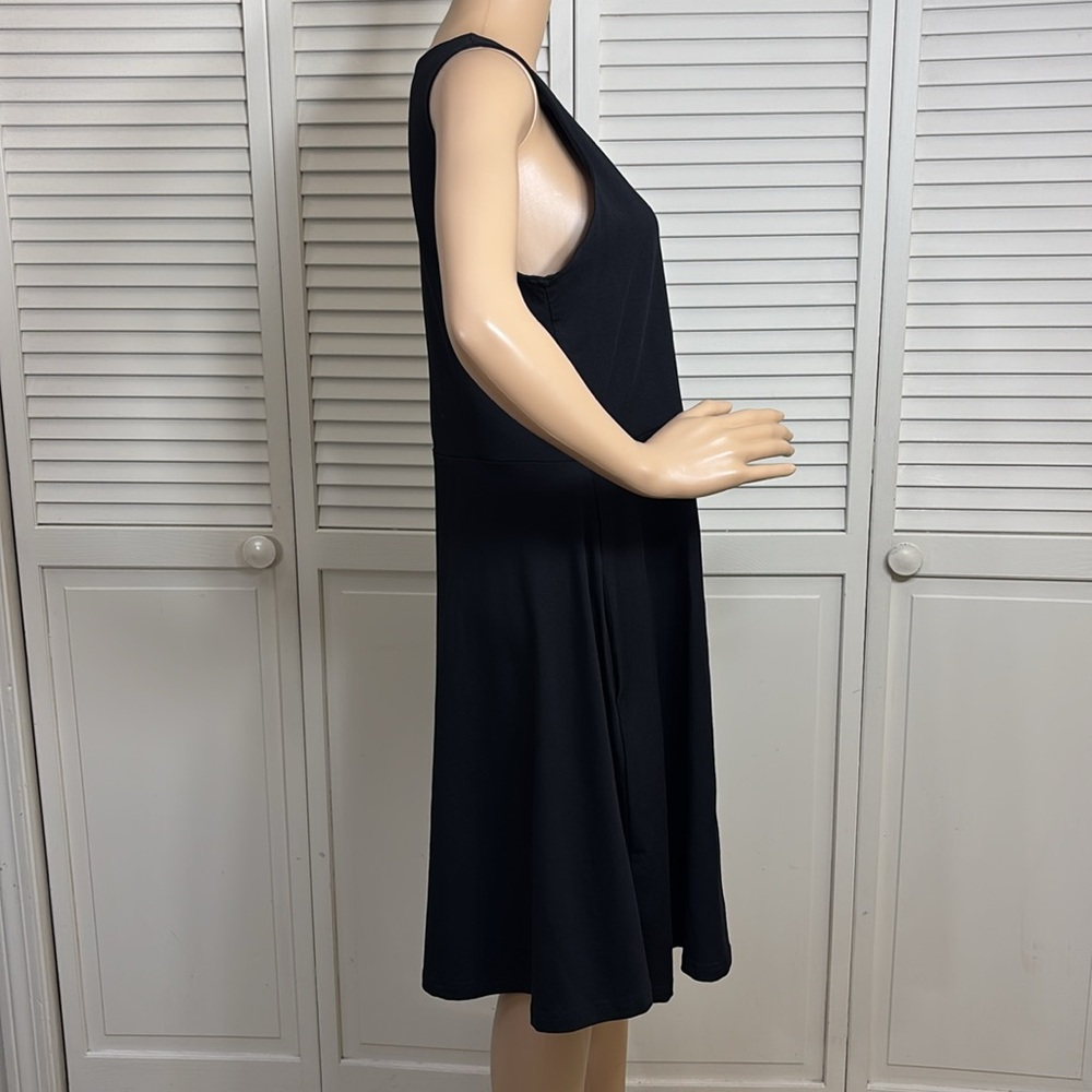 NWT Pact Black Sleeveless A-Line Knee Length Dress Fit & Flare Organic Cotton XL - Picture 4 of 12